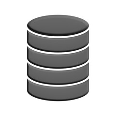 3D database icon with smooth gradient style on white background. Ideal for data storage, servers, cloud systems, and UI/UX design projects. Editable vector for modern digital use.