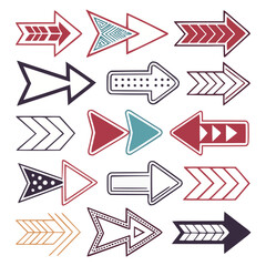 A colourful collection of vector arrow icons for web design and direction symbols.