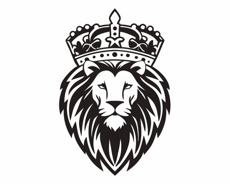 lion luxury logo icon template, elegant lion logo design illustration, lion head with crown logo