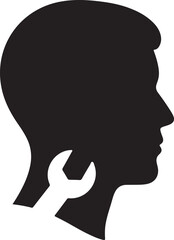 Silhouette Head With Wrench Icon human profile
