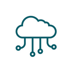 Digital cloud computing network connection icon isolated on transparent background