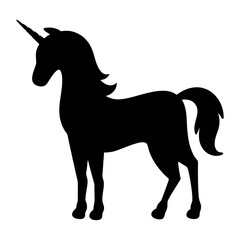 Unicorn silhouette vector illustration, magical creature drawing, fantasy animal graphic, horned horse art