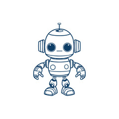 Cute cartoon robot illustration isolated on transparent background