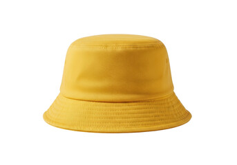 Yellow bucket hat isolated PNG, stylish sun hat for summer fashion and outdoor activities on transparent background