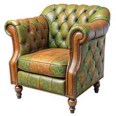 Obraz premium Distressed leather club chair rendering high resolution PNG photo