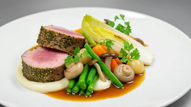 Gourmet Dish Preparation: Slow-Motion Culinary Artistry