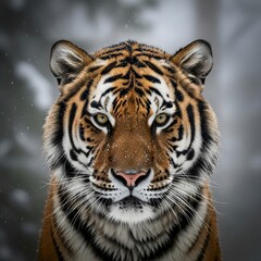 Fototapeta premium siberian tiger portrait in winter 