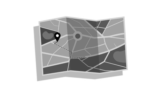Animated Map with Location Pin, Animation of a folded map with a location pin