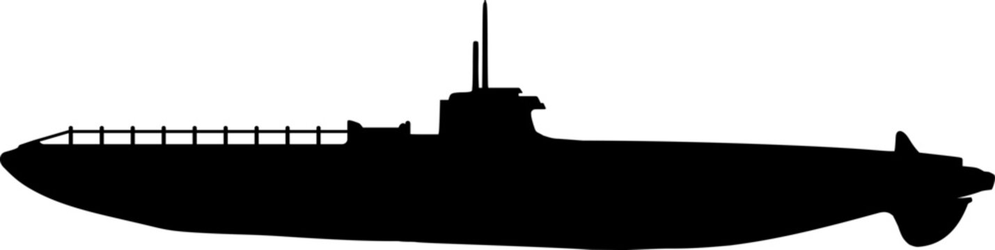 Vektor Silhouette Milit&auml;risches U-Boot - Marine - Design Element isoliert