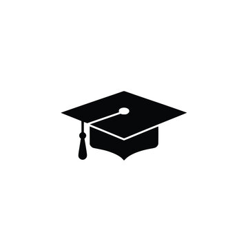 Graduation cap silhouette icon, education symbol vector design.