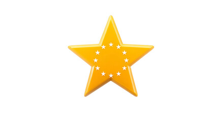 Obraz premium Yellow star with white circle of small stars symbolizing achievement excellence or rating isolated on transparent background suitable for awards recognition or quality concepts
