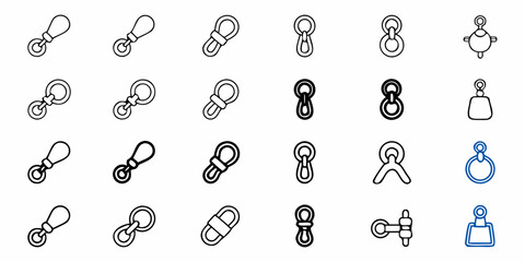Various outline drawings of metal rings and loops arranged in a rectangular grid pattern design