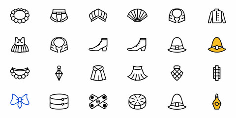 Illustration showcasing a collection of diverse fashion accessories and clothing items in a grid layout