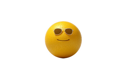 Fototapeta premium Orange fruit with happy face and sunglasses, isolated on transparent background, playful and cheerful mood, perfect for summer, healthy lifestyle, and creative design concepts