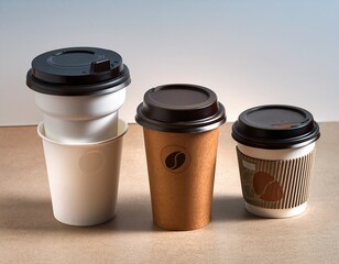 variety of coffee cups and containers