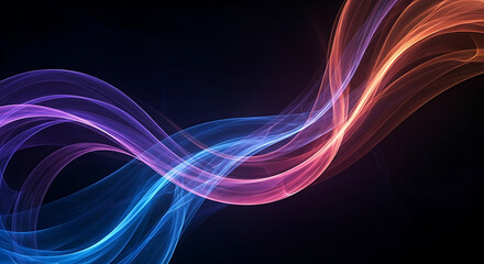 Obraz premium Vibrant Light Painting Abstract Waves of Color on Black