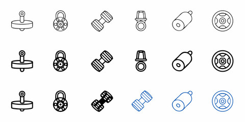 Depiction of various fitness and security related icons arranged in a grid pattern design element