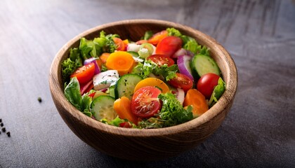 fresh vegetable salad with vibrant ingredients in a wooden bowl perfect for a healthy meal or side dish at home