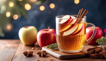 a warm and cozy glass of hot apple cider garnished with fresh apple slices and a cinnamon stick perfect for chilly evenings