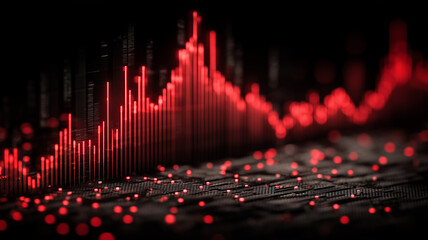 Bar graph with scattered datapoints conveying volatility, demand spikes and uncertain conditions across monitored systems.
