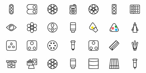Illustration of various laboratory equipment and tools including flasks, outlets and other lab instruments