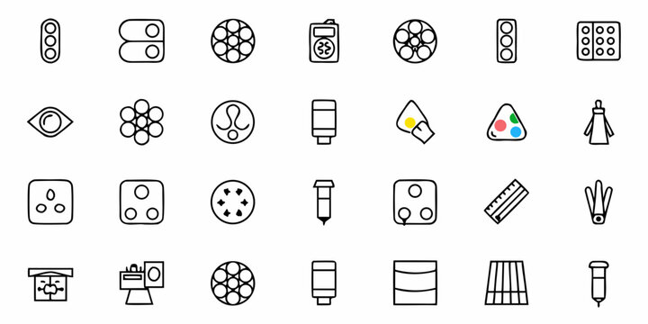 Illustration of various laboratory equipment and tools including flasks, outlets and other lab instruments