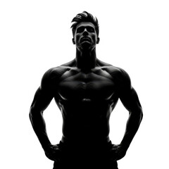 Muscular man silhouette isolated on transparent background