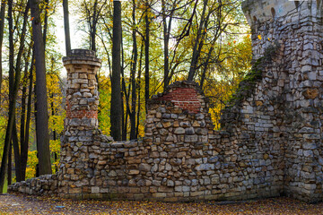 an ancient dilapidated tower with brick walls