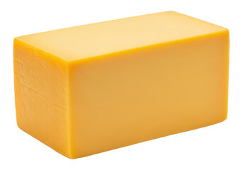 Block of cheddar cheese isolated PNG, dairy product for cooking and snacking, ingredient for sandwiches and cheese boards