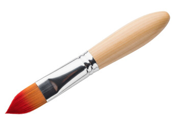 Paint brush with red and orange bristles isolated PNG, artist tool for painting and drawing on transparent background