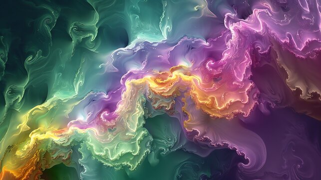 Abstract Colorful Swirling Nebulous Cloud Formation Art