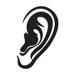 Ear Hearing Aid Medical Silhouette on White Background Vector Fully Editable Smart Object Text Effect