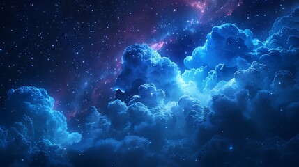 Fototapeta premium Magical Glowing Cosmic Clouds and Stars Nebula Sky