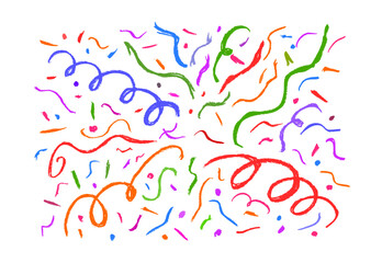 Large Colorful Confetti Explosion Crayon Chalk Drawing Vector