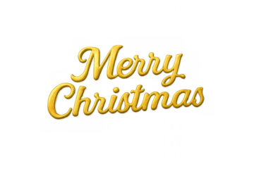 Golden merry christmas script text, shiny typography for holiday celebrations, greetings, and festive designs, transparent background