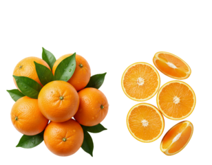 Fresh Organic Oranges Duo isolated on transparent background