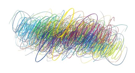Abstract colorful scribble art with many overlapping lines