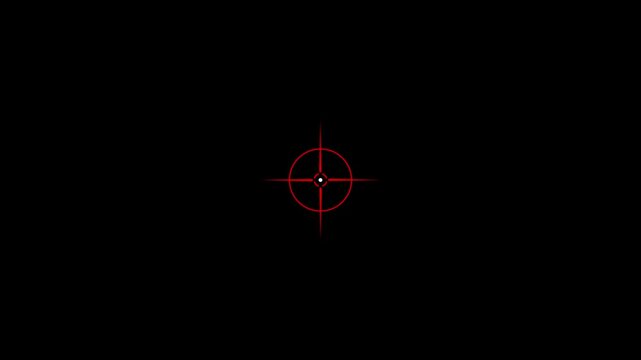 Red crosshair reticle on black background aiming target symbol graphic element crosshairs