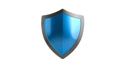 Blue shield icon metallic border glossy surface symbolizing security protection safety defense and privacy isolated on transparent background modern and clean design