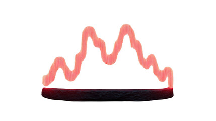 Fototapeta premium Red wavy line graph illustration with hand drawn style, showing fluctuating data points on transparent background, ideal for presentations, reports, or infographics