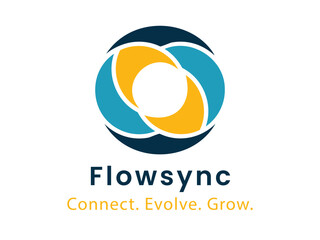 Flowsync Logo. Modern Abstract Circular Flow Design for Business and Technology.