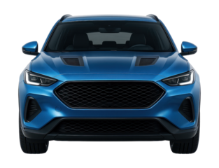 Sporty crossover featuring a bold front spoiler and ventilated hood.