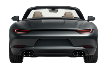 Convertible sports car featuring a retractable soft top and dual exhaust.