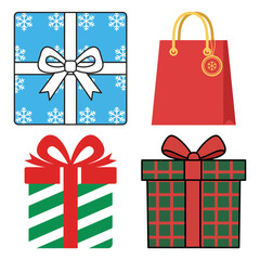 Collection of gift boxes and shopping bag for holiday
