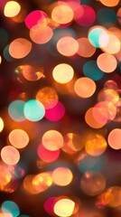 Colorful holiday lights create a dreamy bokeh effect that transforms the atmosphere into a magical celebration season filled with warmth and joy