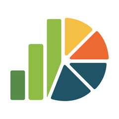 Business Chart Icon Flat Design Data Analysis Graph Diagram Report Presentation Statistics Info Graphic Growth Trend Vector Illustration