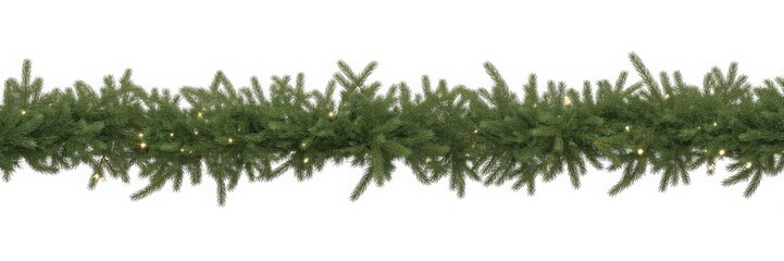 Obraz premium Classic green christmas garland with warm white lights, ideal for holiday decoration and winter celebration season