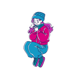 シンプルかわいい冬服女子のイラスト素材