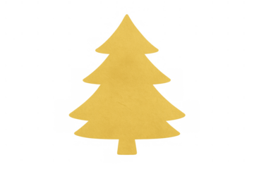 Yellow christmas tree cutout on transparent background for festive holiday season designs and winter decorations