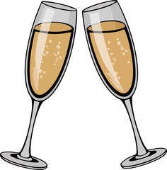 Two Champagne Glasses Toasting